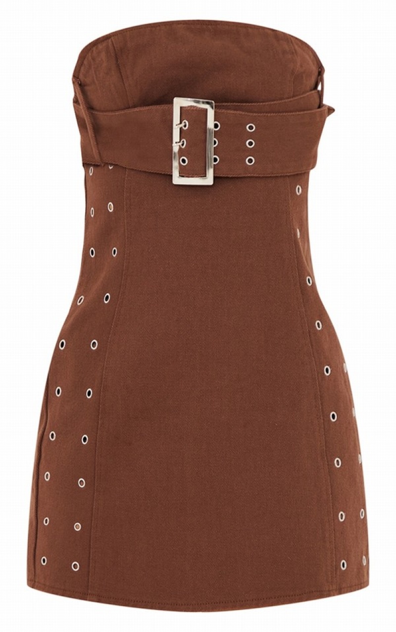 Rochie Pretty Little Thing Washed Eyelet Detail Bandeau Maro | REPB74285