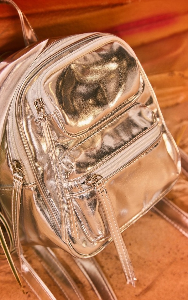 Rucsac Pretty Little Thing Metallic Pocket Argintii | QWCE71932