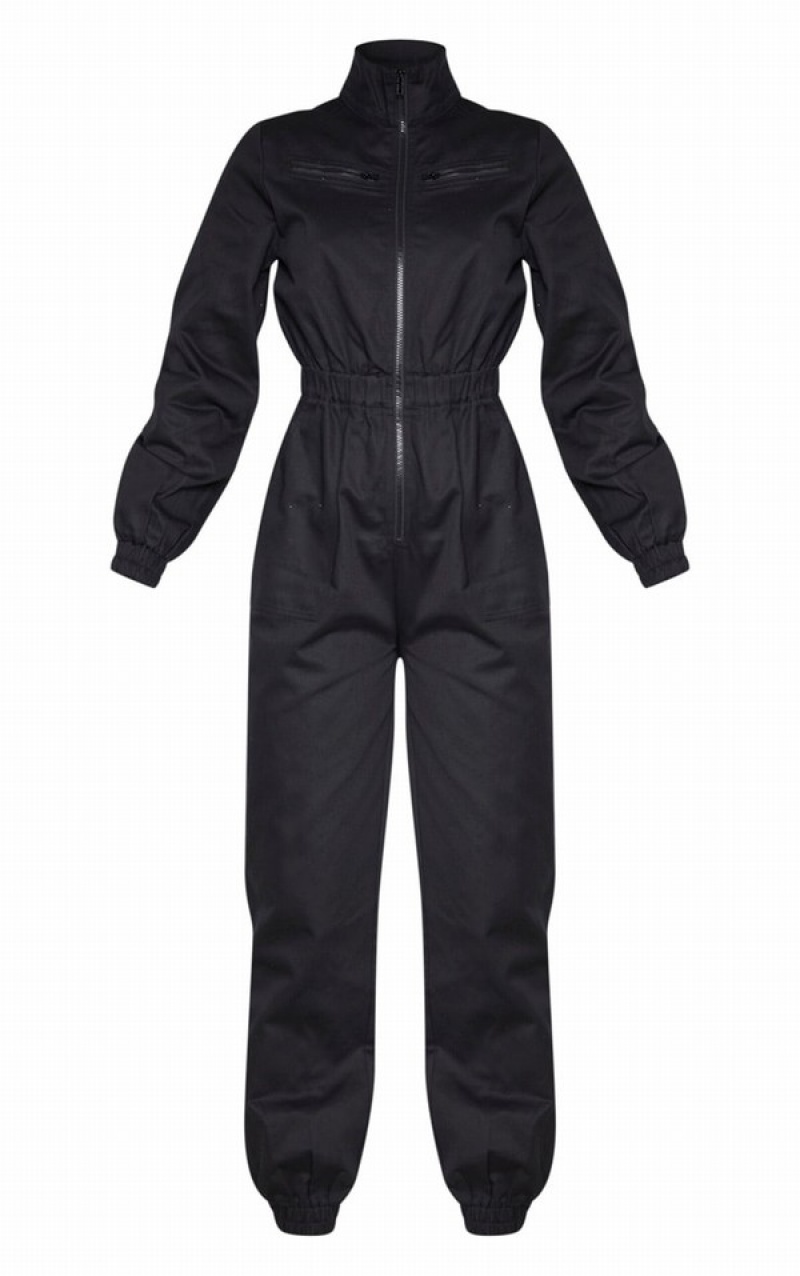 Salopeta Pretty Little Thing Boiler Contrast Zip Negrii | WNYR61592