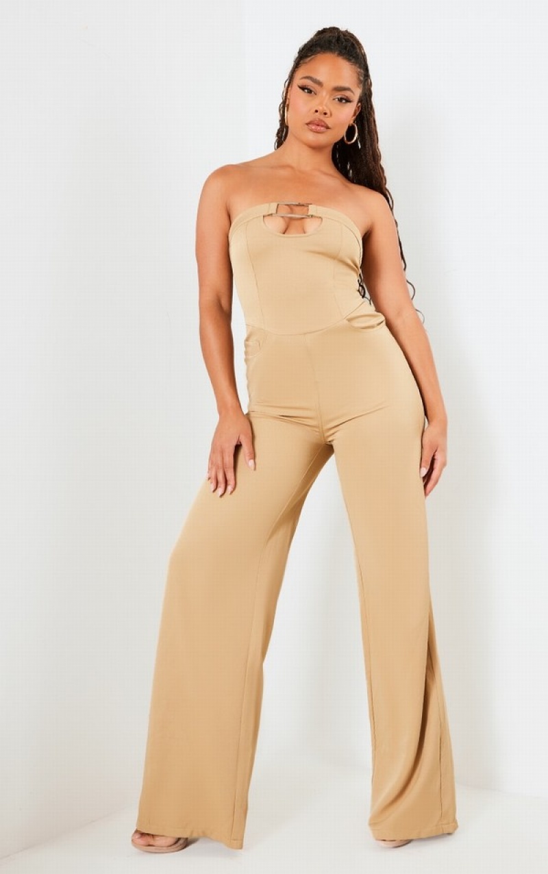 Salopeta Pretty Little Thing Camel Cu Catarama Detail TailoWoven Maro | LGJC86270