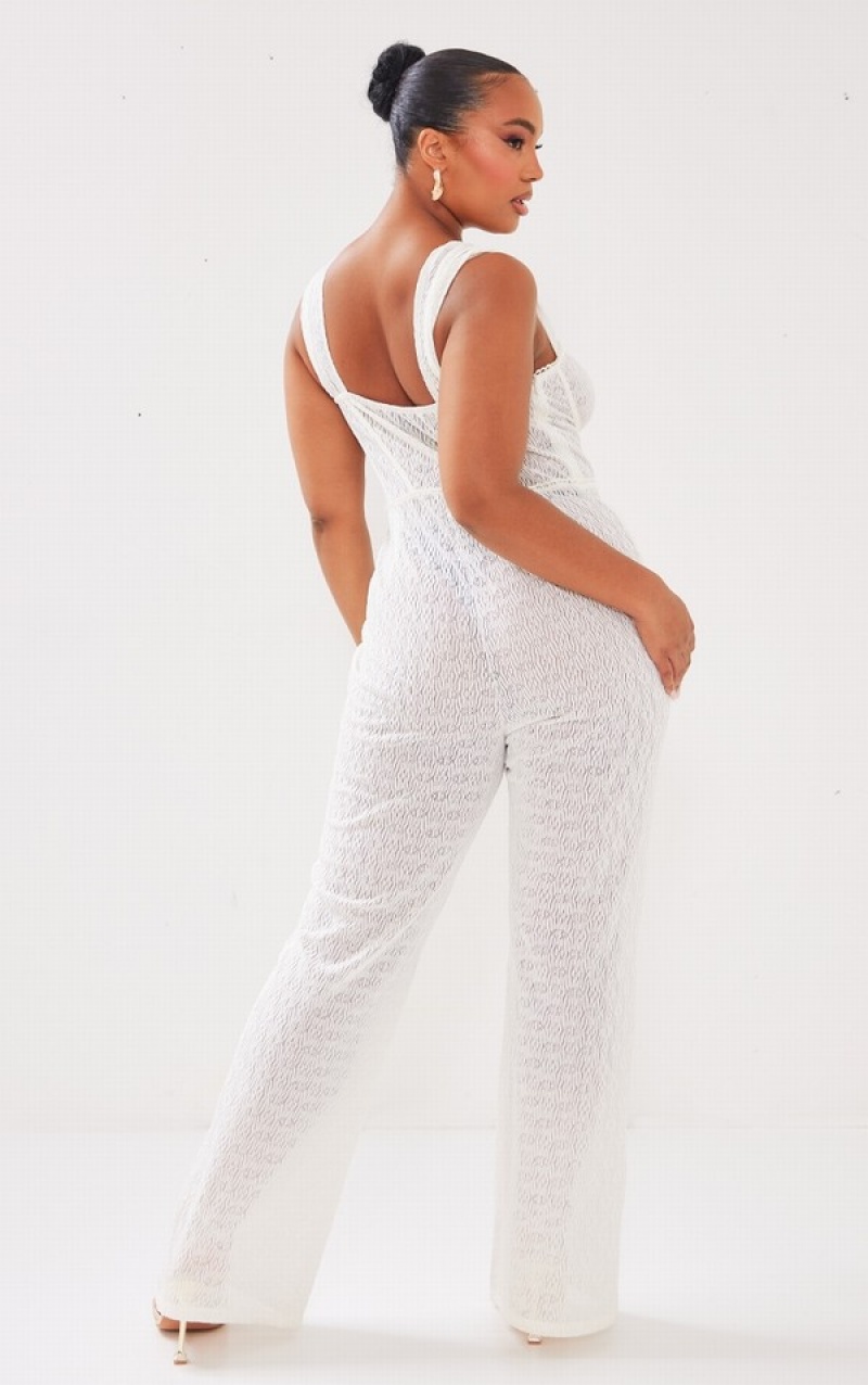 Salopeta Pretty Little Thing Plus TextuCorset Albi | WJQX59860