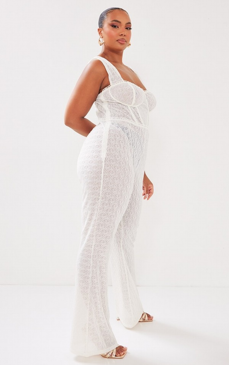 Salopeta Pretty Little Thing Plus TextuCorset Albi | WJQX59860