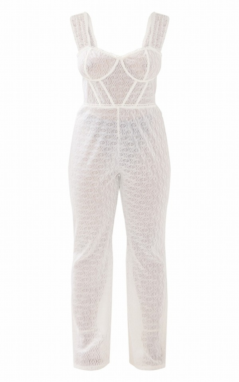 Salopeta Pretty Little Thing Plus TextuCorset Albi | WJQX59860