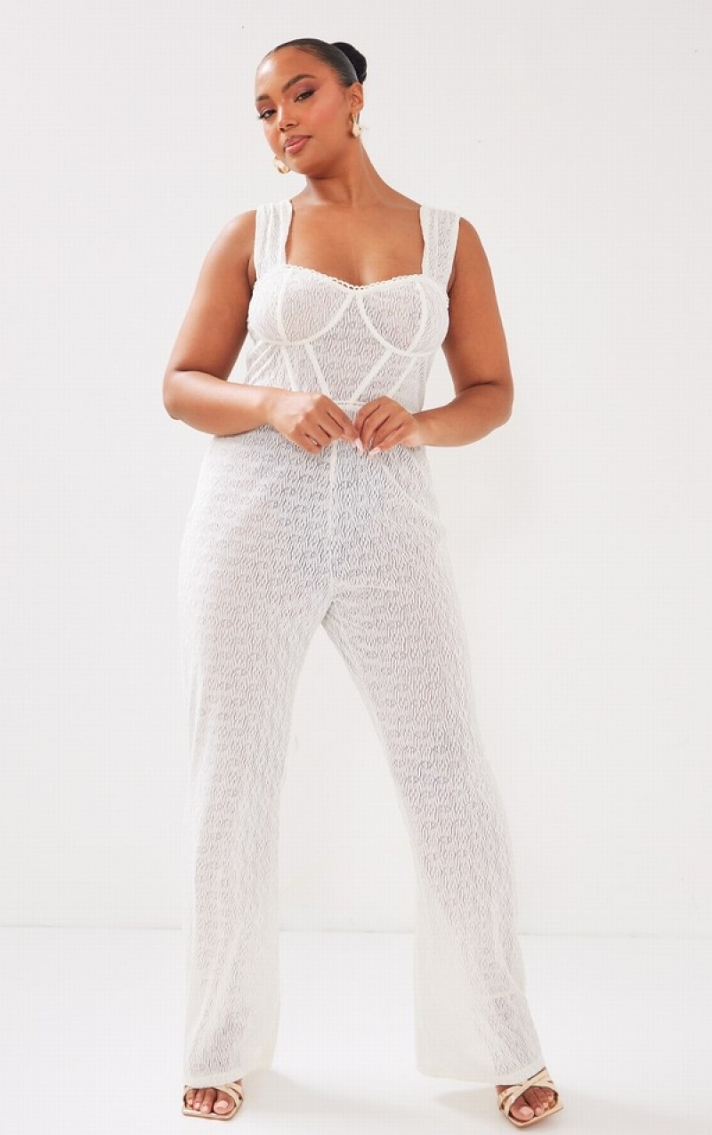Salopeta Pretty Little Thing Plus TextuCorset Albi | WJQX59860