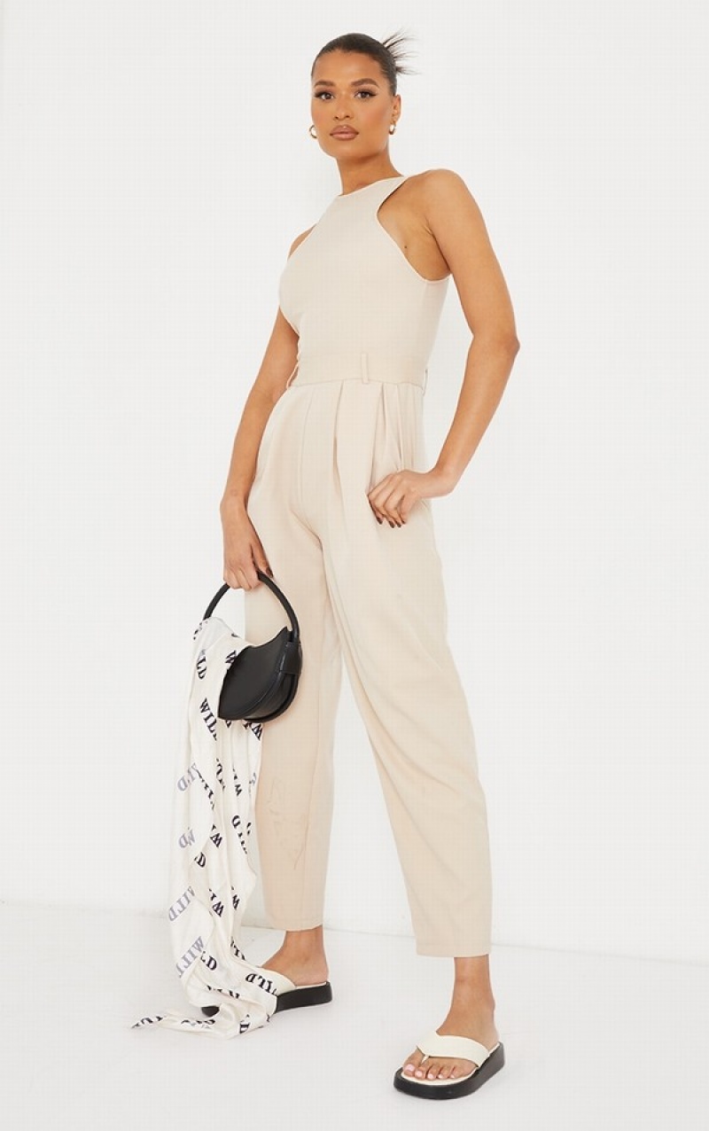 Salopeta Pretty Little Thing Stone Racer Back Pocket Detail Gri | ECMK24038