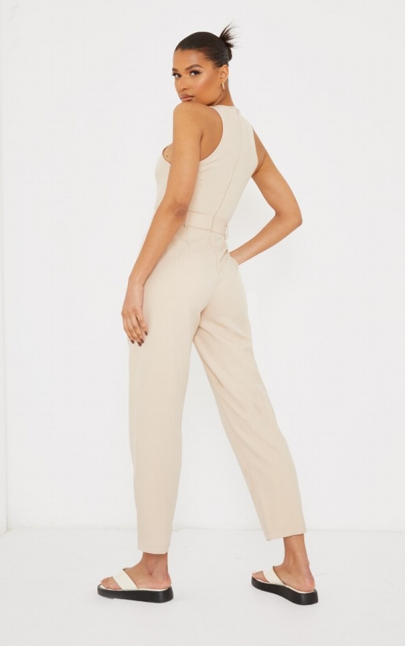 Salopeta Pretty Little Thing Stone Racer Back Pocket Detail Gri | ECMK24038