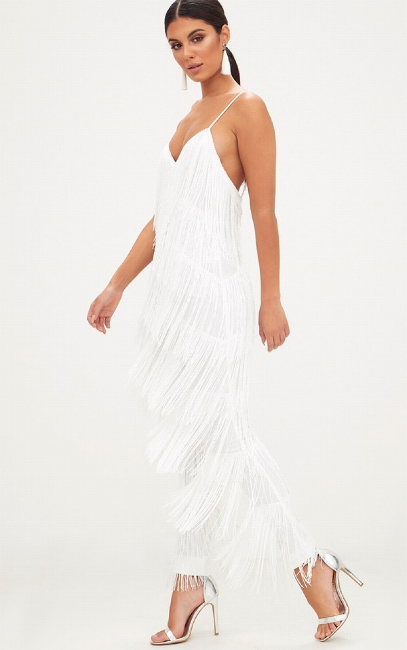 Salopeta Pretty Little Thing Tassel Plunge Albi | MALE09627