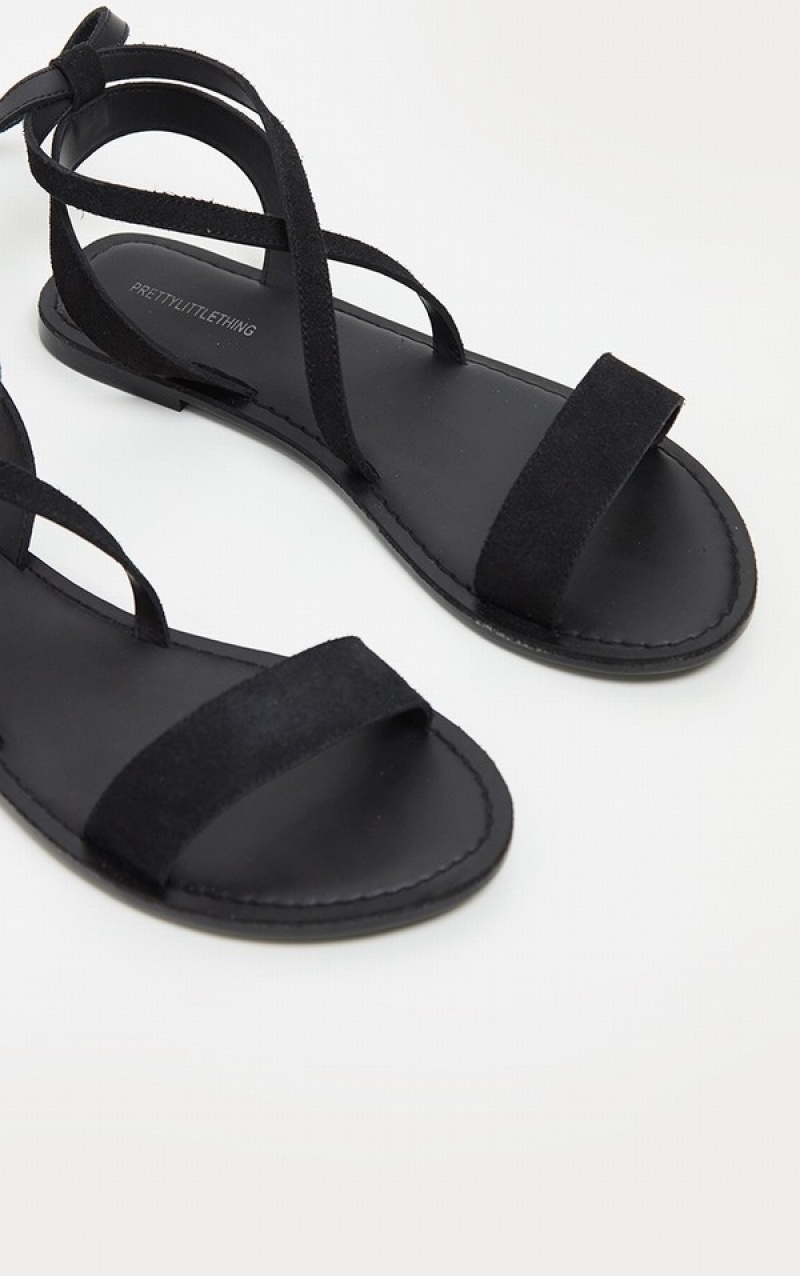 Sandale Pretty Little Thing Basic Piele Negrii | ZUVX52086