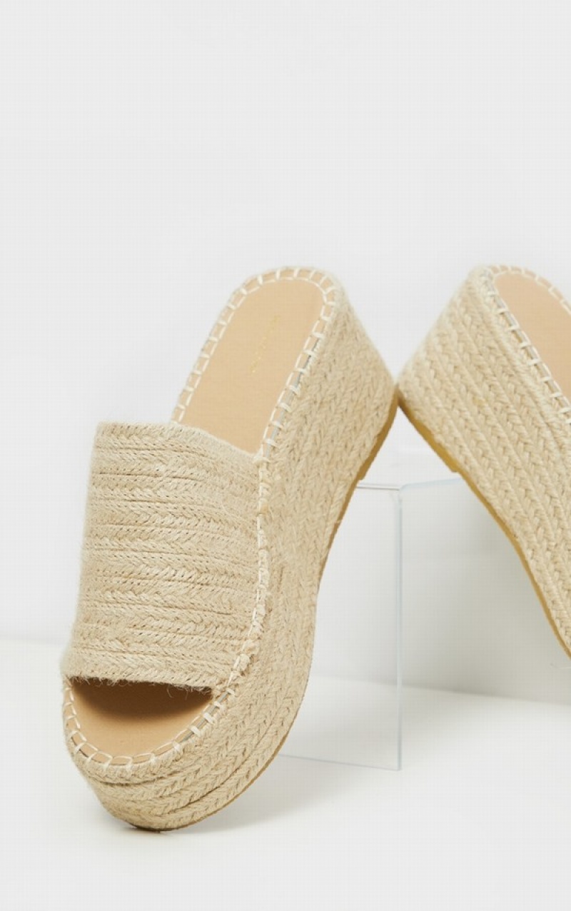 Sandale Pretty Little Thing Natural Espadrilleform Bej | NGIE06347