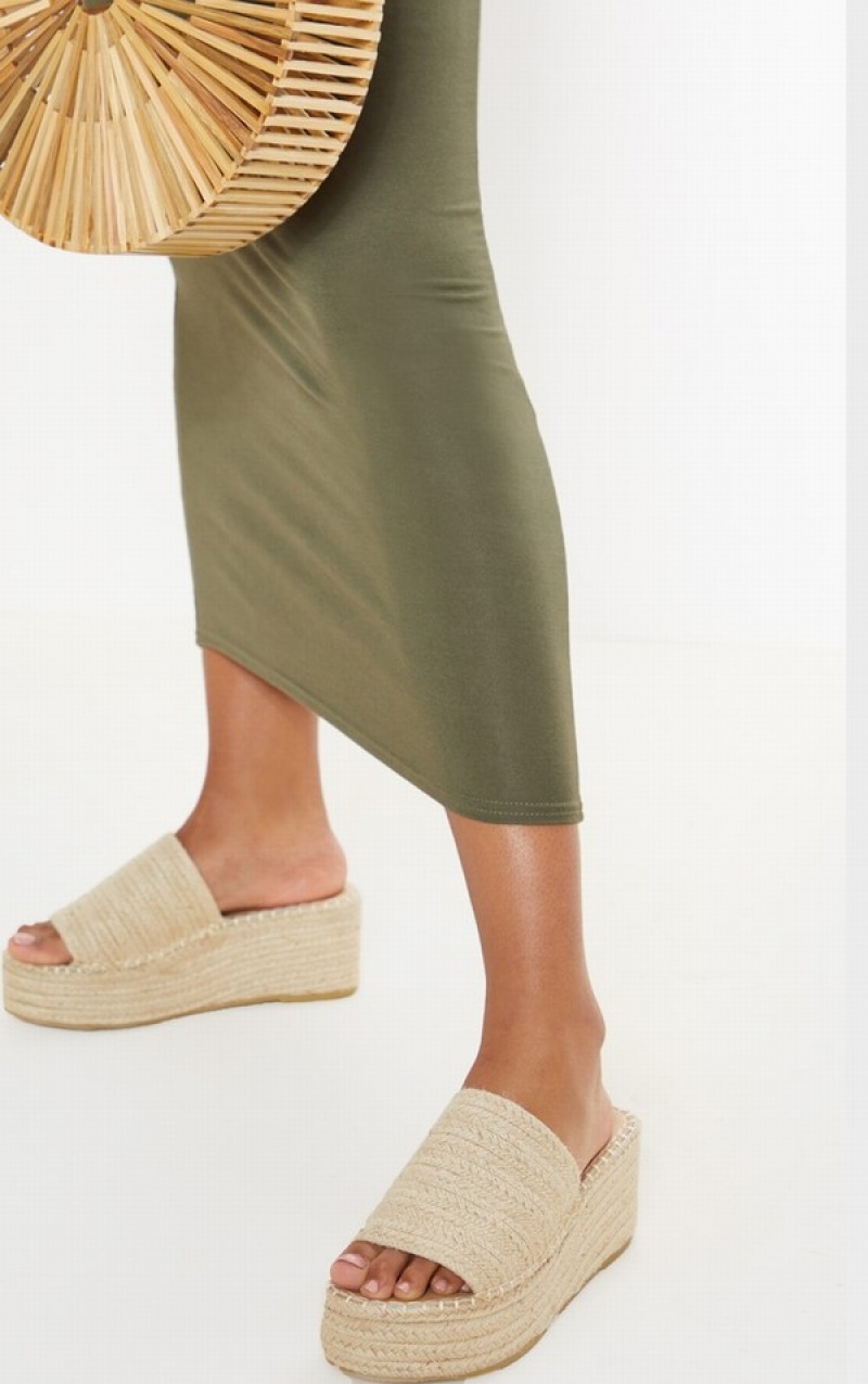 Sandale Pretty Little Thing Natural Espadrilleform Bej | NGIE06347