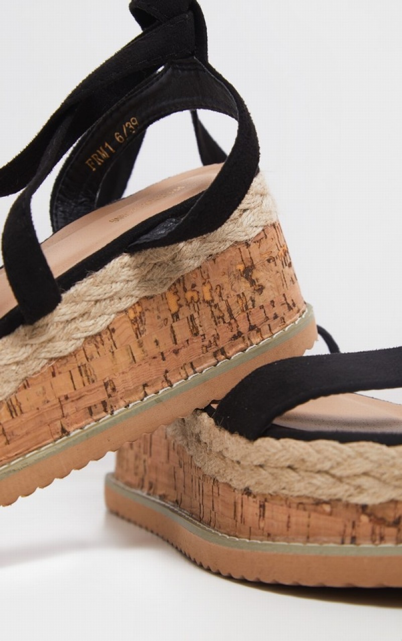 Sandale Pretty Little Thing Niella Espadrilleform Negrii | BICV04638