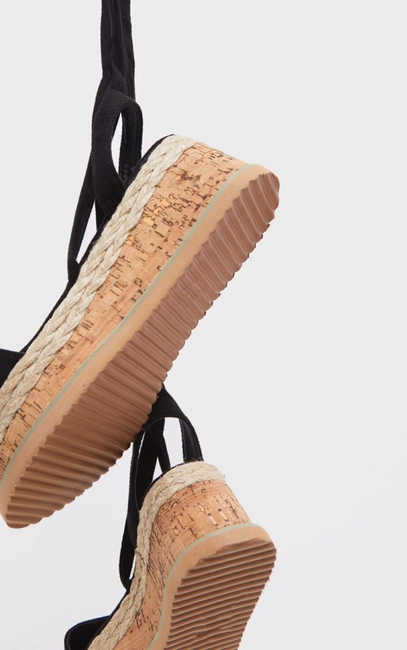 Sandale Pretty Little Thing Niella Espadrilleform Negrii | BICV04638