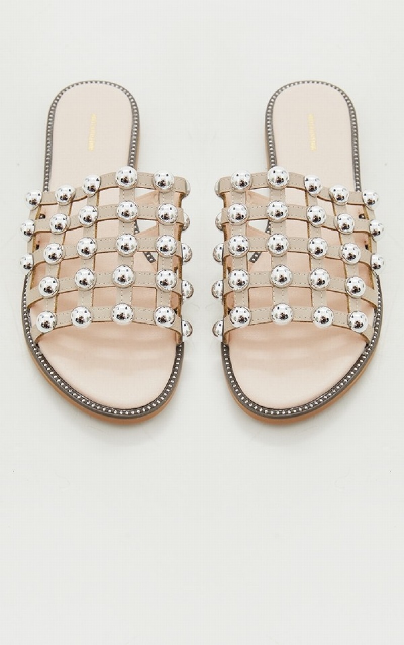 Slapi Pretty Little Thing Alisa Nude Large Studded Bej | TJGR93250