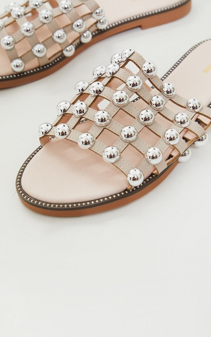 Slapi Pretty Little Thing Alisa Nude Large Studded Bej | TJGR93250