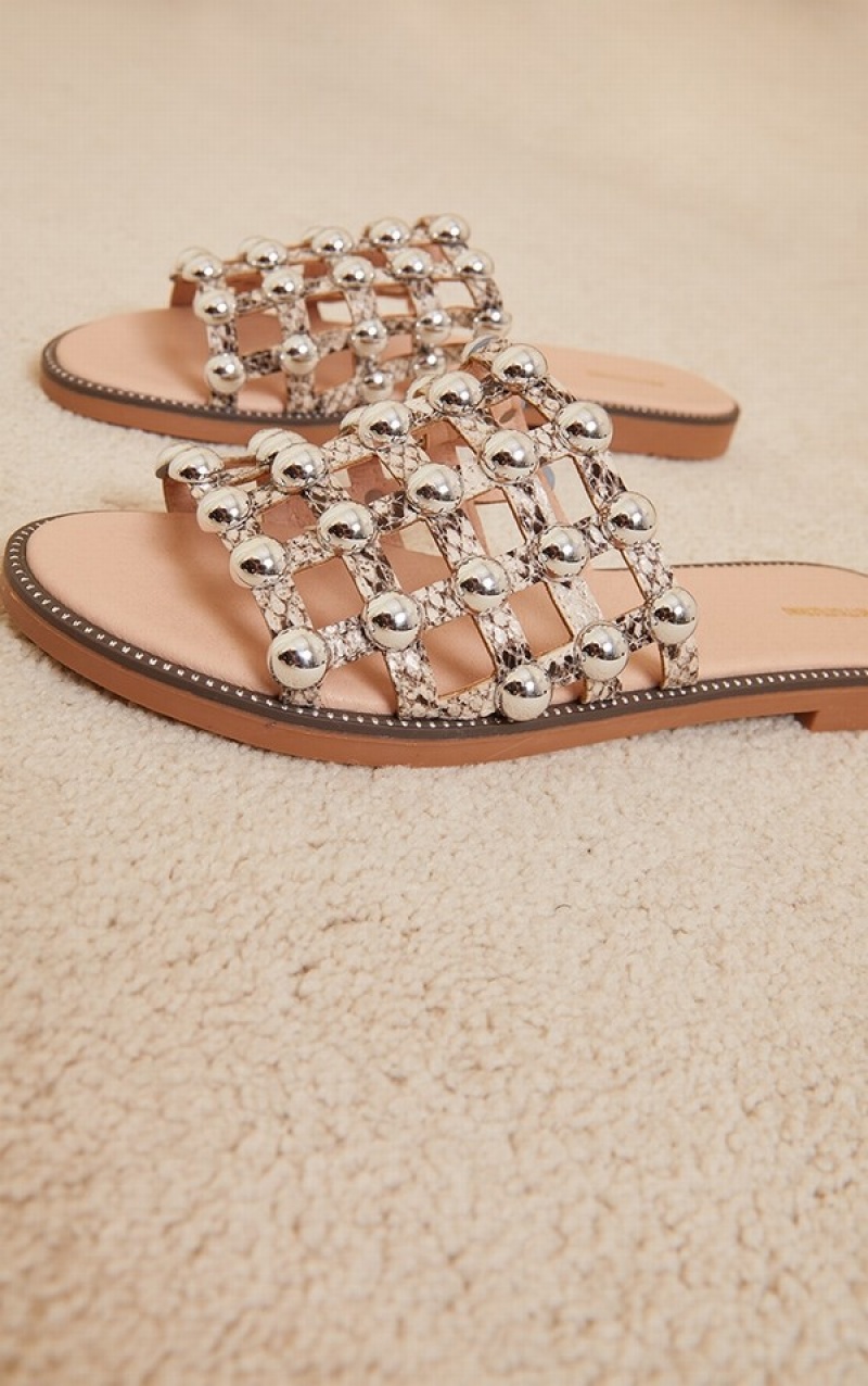 Slapi Pretty Little Thing Snake Alisa Large Studded Snakeskin | DLFK39862