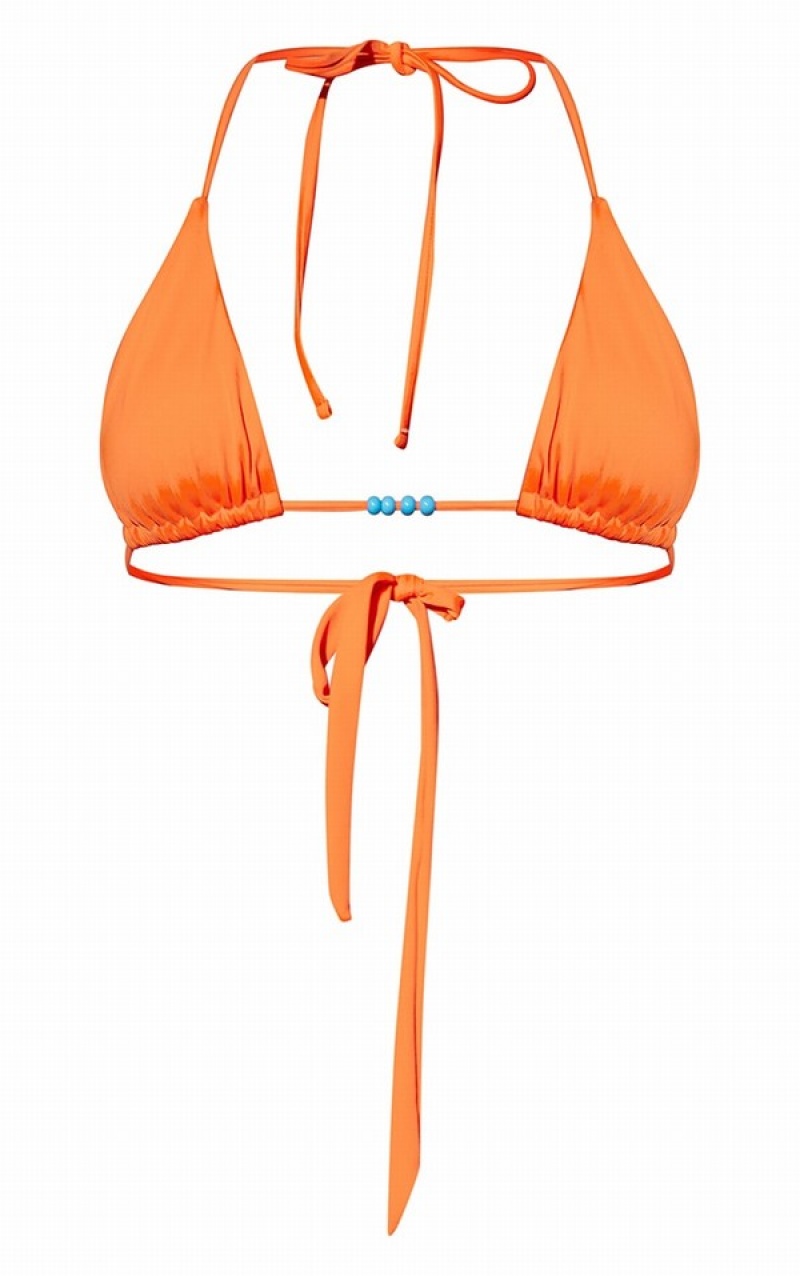Topuri De Bikini Pretty Little Thing Beaded Triangle Portocalii | JLKT48790