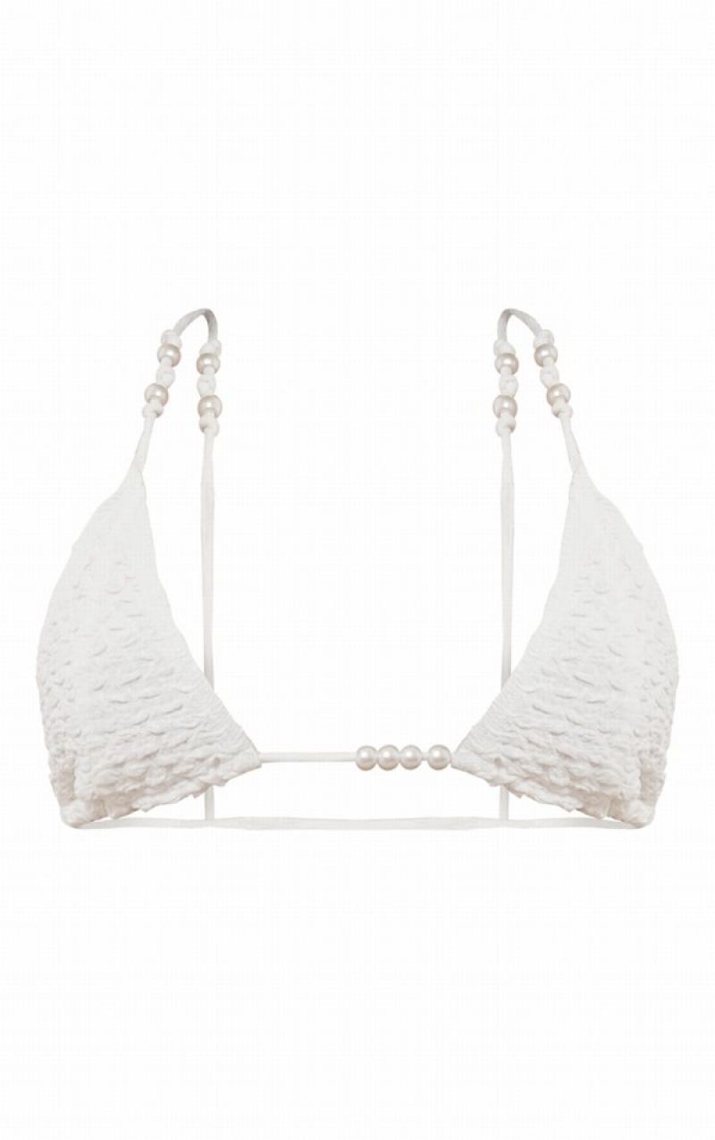 Topuri De Bikini Pretty Little Thing Bubble TextuTriangle Albi | PKGL31847