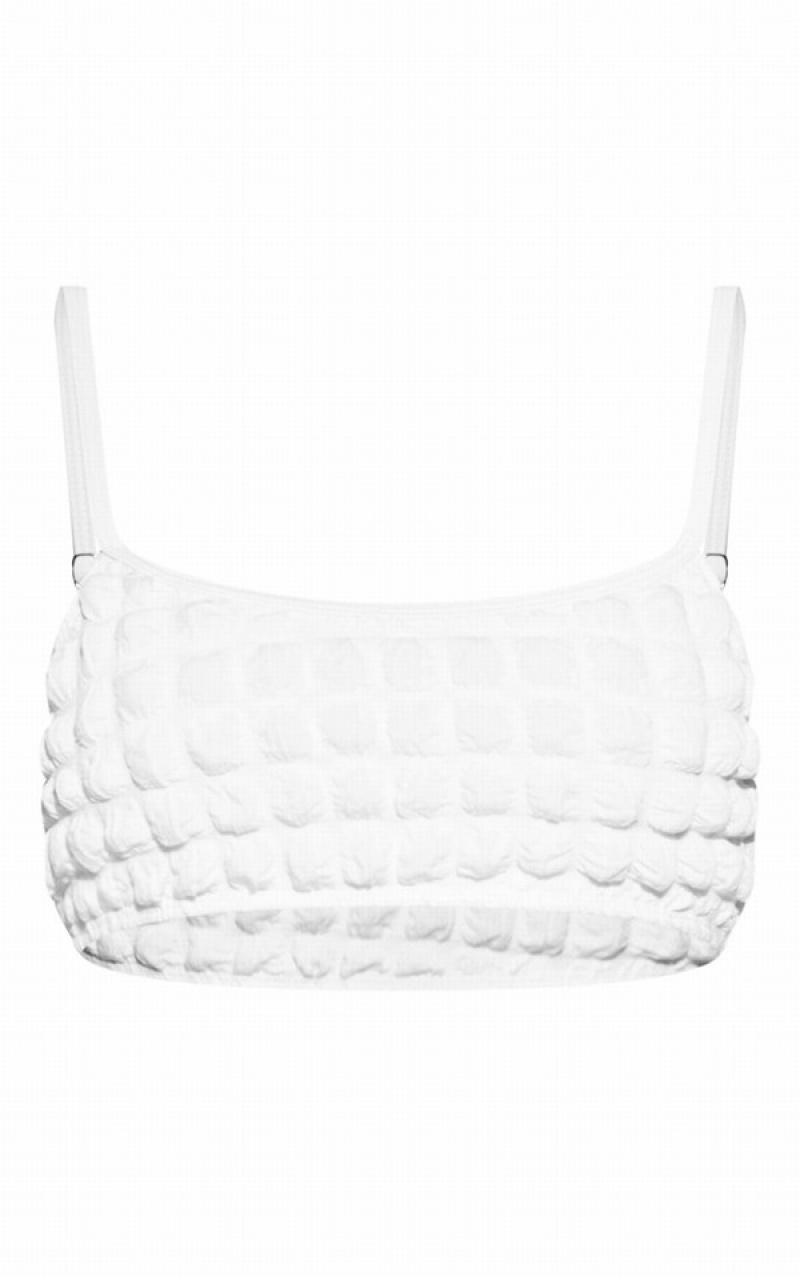 Topuri De Bikini Pretty Little Thing Bubble Scoop Neck Albi | ROUA47359