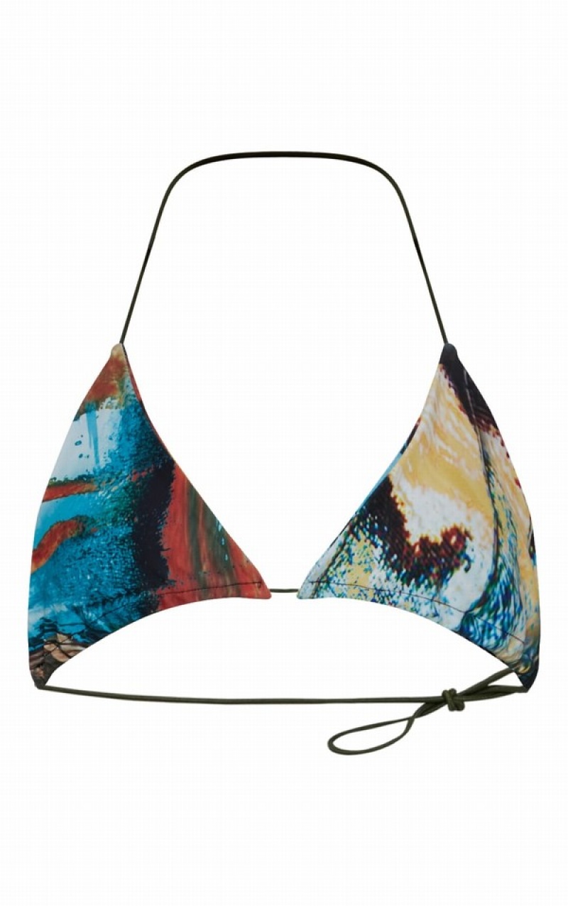 Topuri De Bikini Pretty Little Thing Butterfly Print Triangle Albastri | VCSK21406