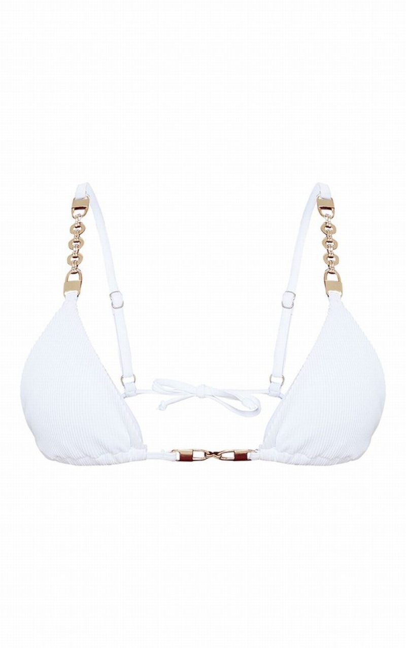 Topuri De Bikini Pretty Little Thing Chain Trim Triangle Albi | DZJG79451