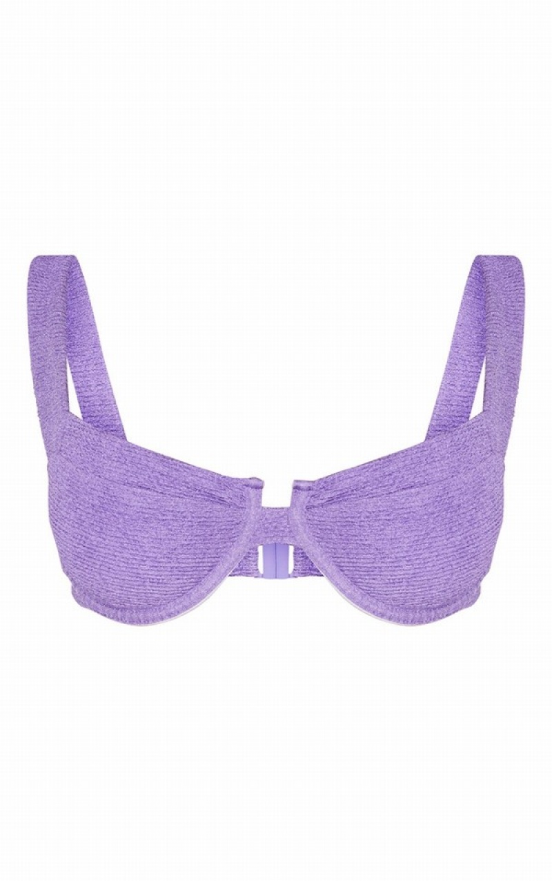 Topuri De Bikini Pretty Little Thing Crinkle UnderwiSquare Neck Violet | AEDU96407