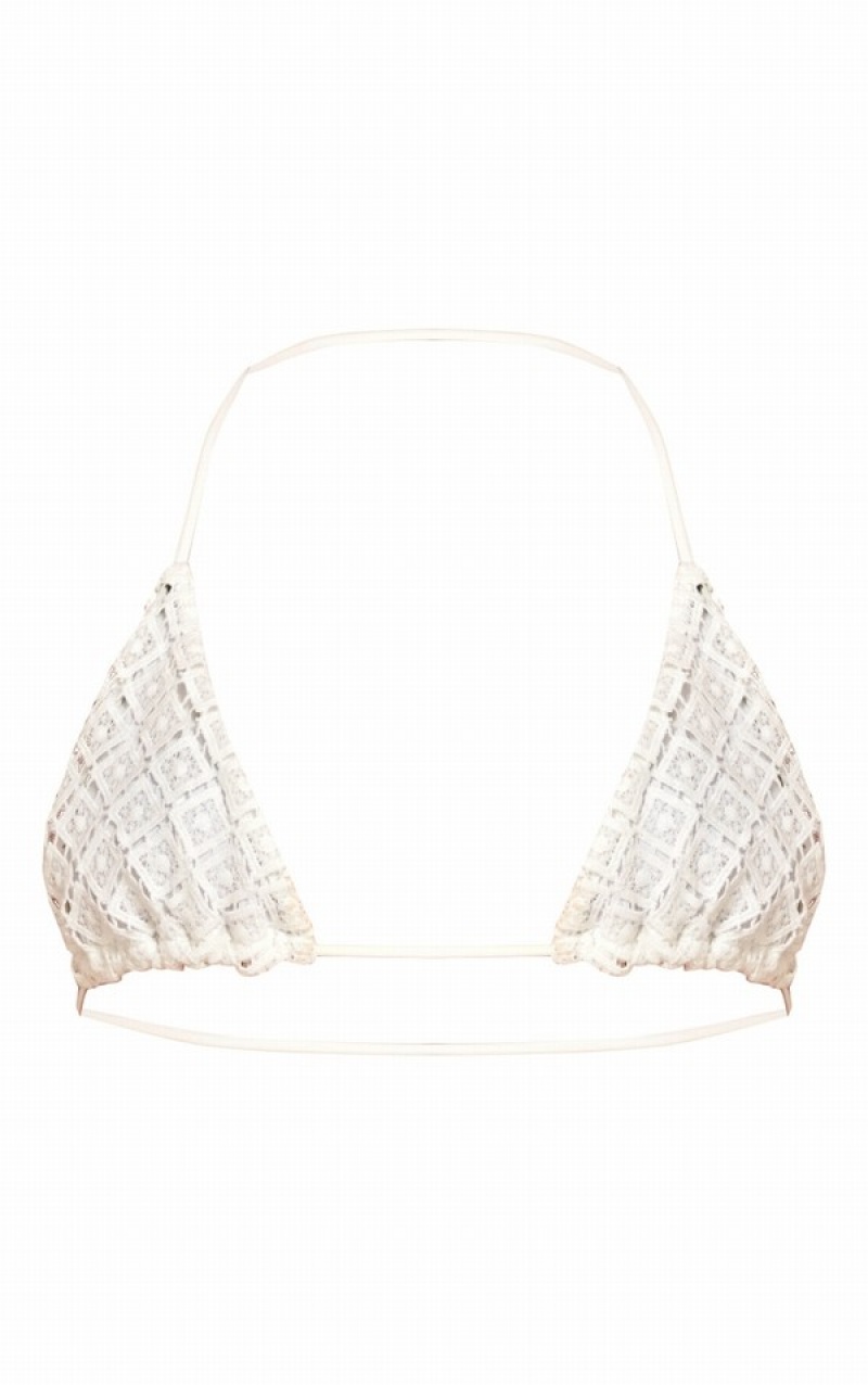 Topuri De Bikini Pretty Little Thing Crochet Detail Triangle Albi | MDZL57869