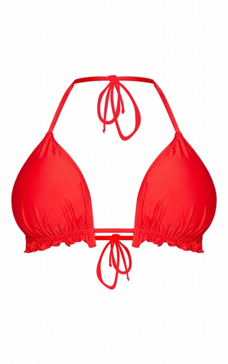 Topuri De Bikini Pretty Little Thing Frill Edge Căptușită Rosii | KLPN13974