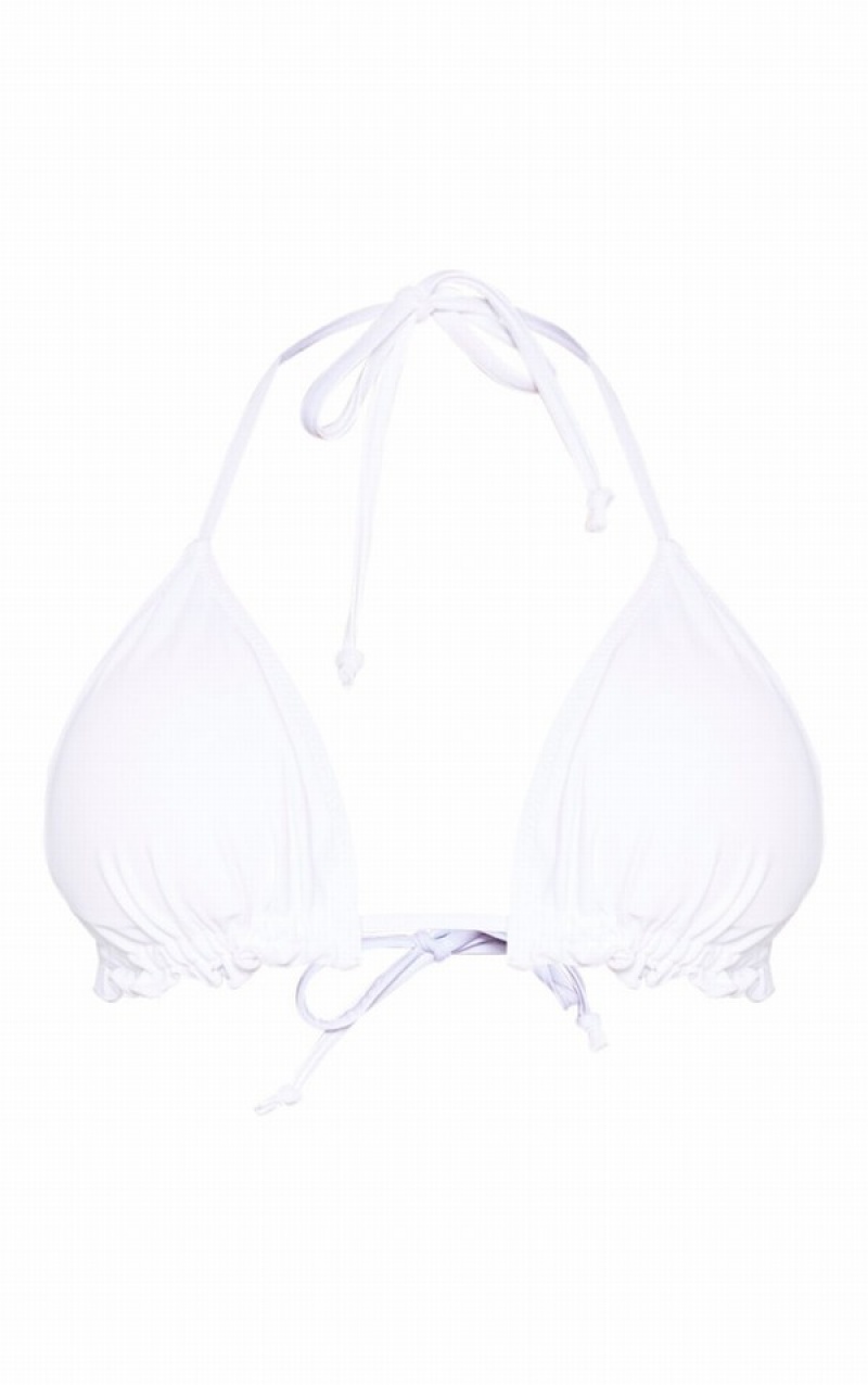 Topuri De Bikini Pretty Little Thing Frill Edge Căptușită Albi | BYRV49320