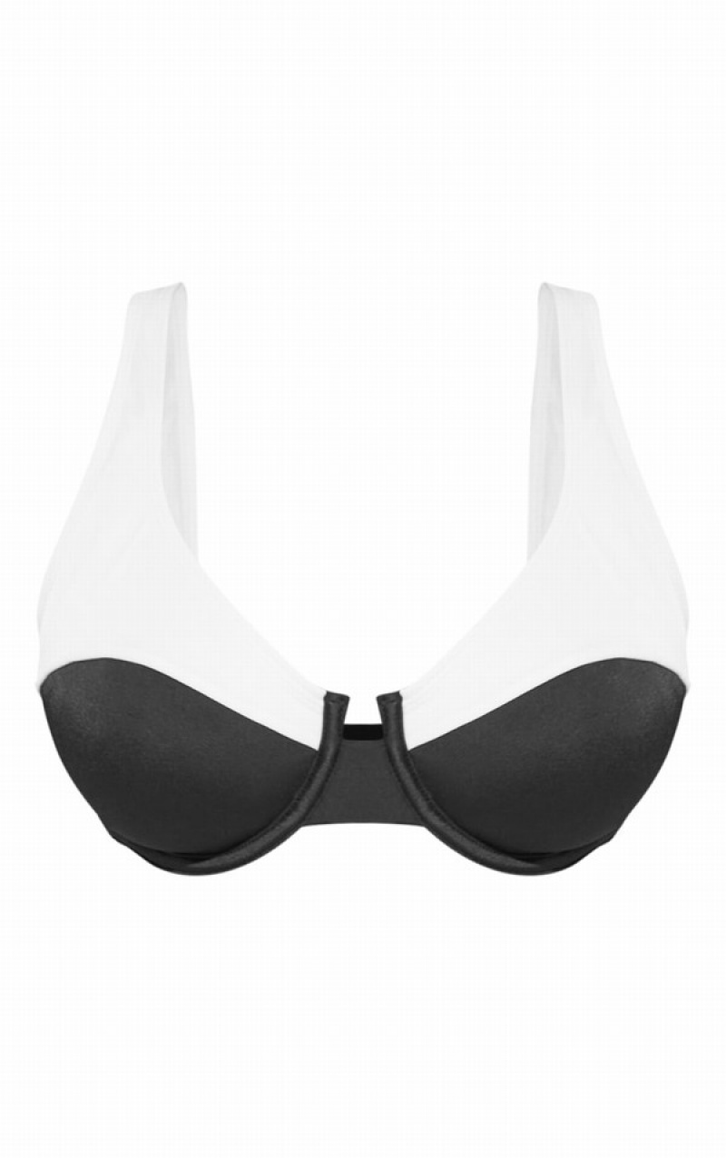 Topuri De Bikini Pretty Little Thing Fuller Contrast Bust Seam Detail Underwired Negrii | BWRC17340