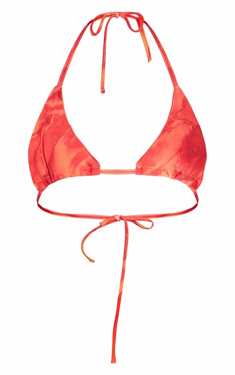 Topuri De Bikini Pretty Little Thing Hot Acid Wash Triangle Portocalii | ZNGC52834