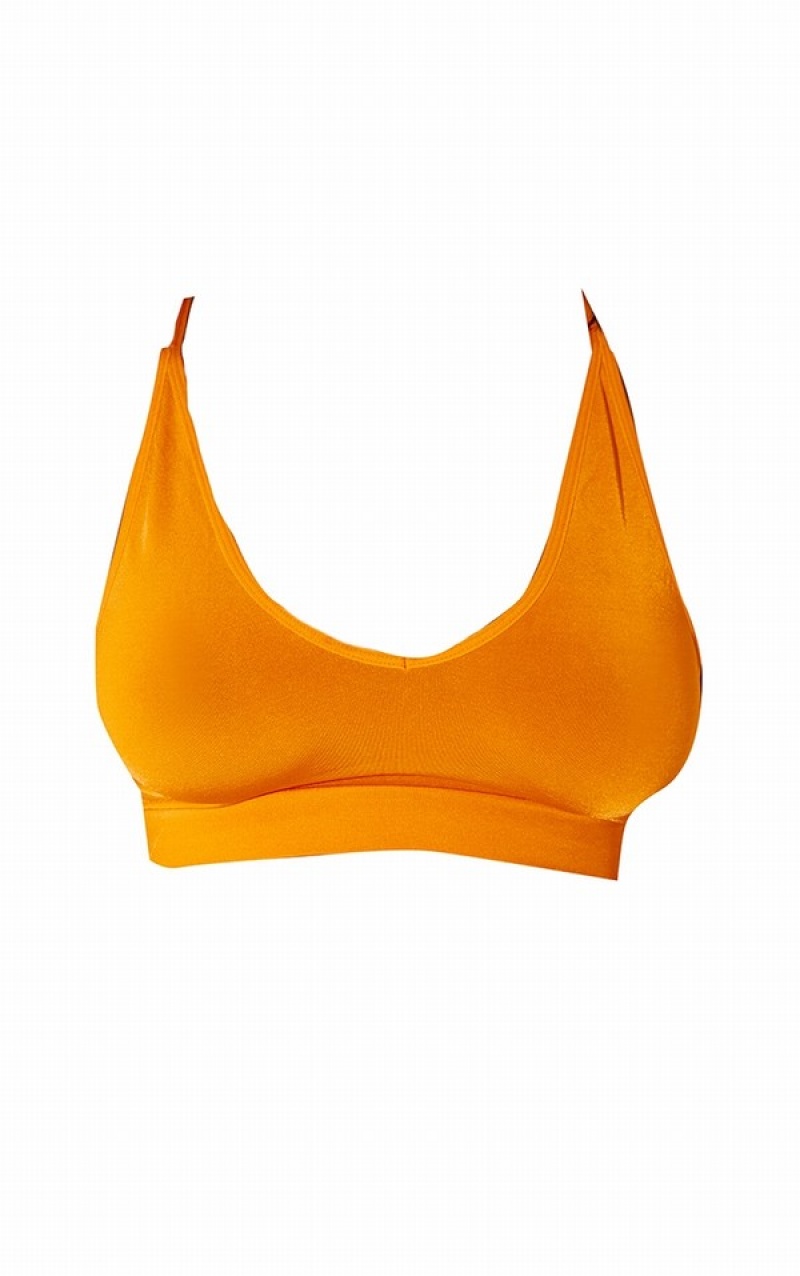 Topuri De Bikini Pretty Little Thing Hot Mix Match Seamless Scoop Neck Portocalii | QDFV36457