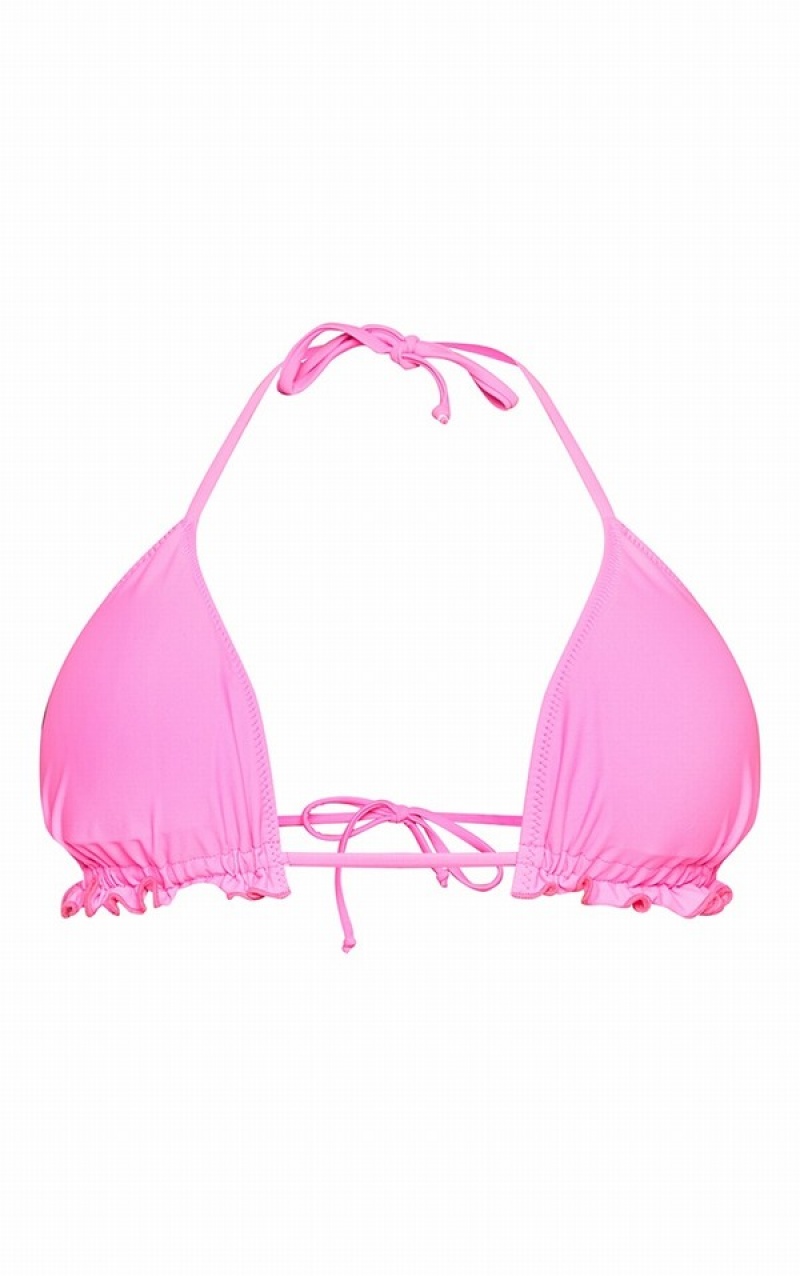 Topuri De Bikini Pretty Little Thing Hot Frill Edge Căptușită Roz | OSNJ49750