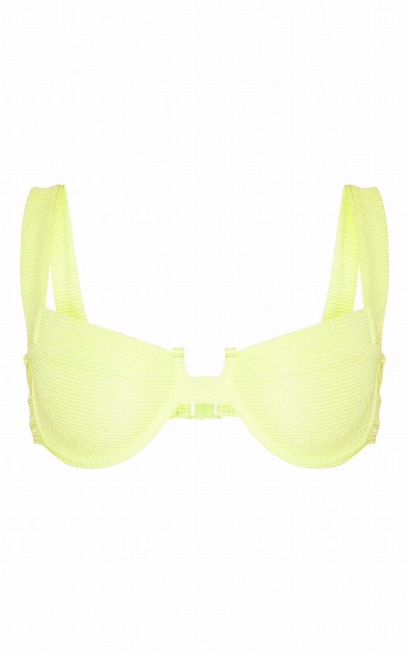 Topuri De Bikini Pretty Little Thing Lime Crinkle UnderwiSquare Neck Verzi Deschis | JPMB58321