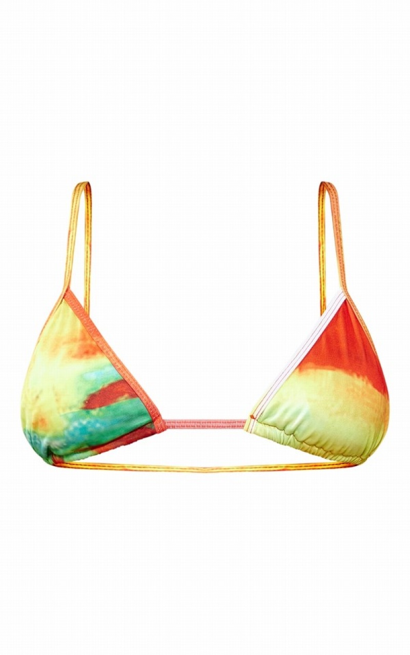 Topuri De Bikini Pretty Little Thing Ombre Sunset Print Triangle Rosii | WCAK01982