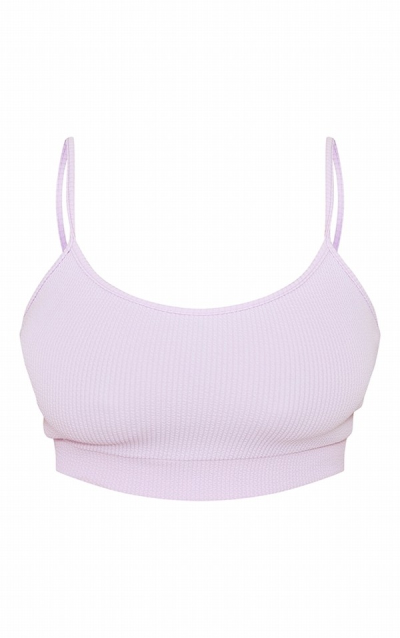 Topuri De Bikini Pretty Little Thing Plus Lilac Crinkle Scoop Neck Violet | STAH98473