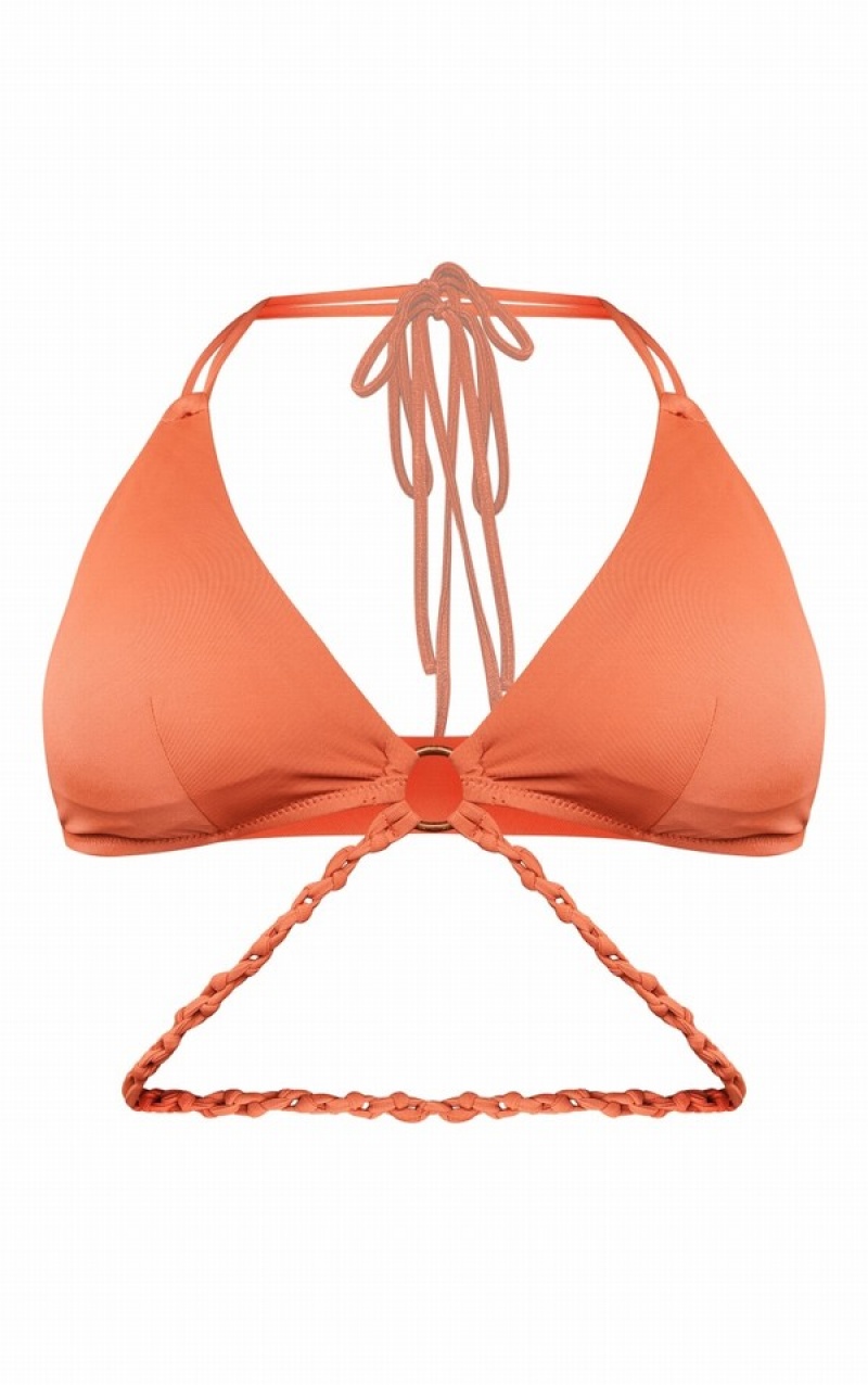 Topuri De Bikini Pretty Little Thing Rust O Plaited Curea Triangle Rosii | NVBI10784