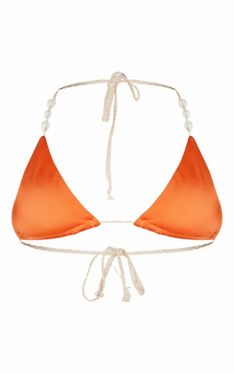 Topuri De Bikini Pretty Little Thing Rust Shell Trim Detail Triangle Rosii | TABJ03742