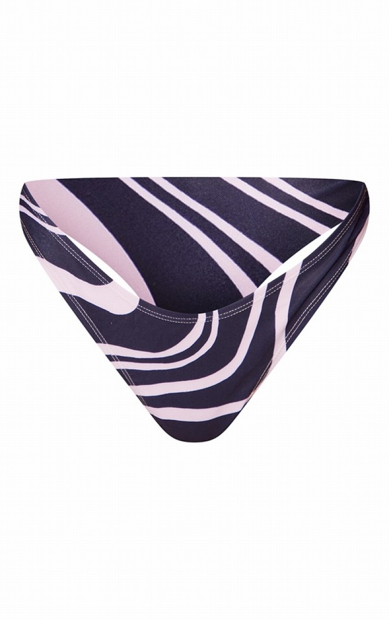 Topuri De Bikini Pretty Little Thing Swirl Printed Negrii | OBDC04726