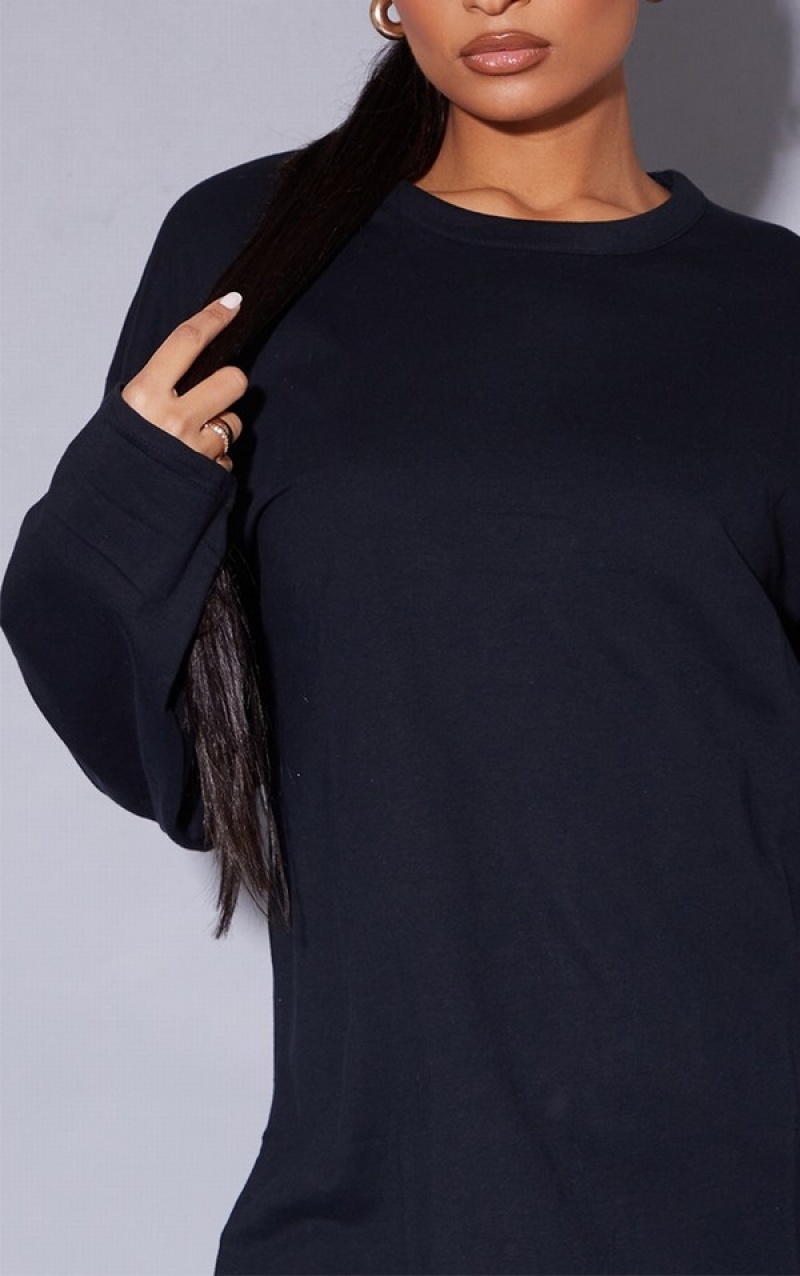 Tricouri Pretty Little Thing Bumbac Oversized Long Sleeve Negrii | JHPQ89104