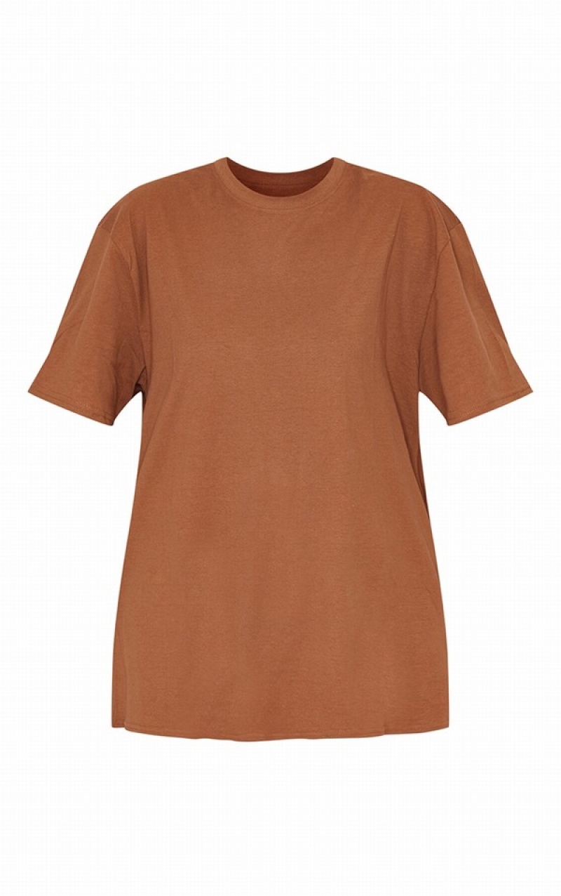Tricouri Pretty Little Thing Bumbac  Oversized Ciocolata | DHLY74602