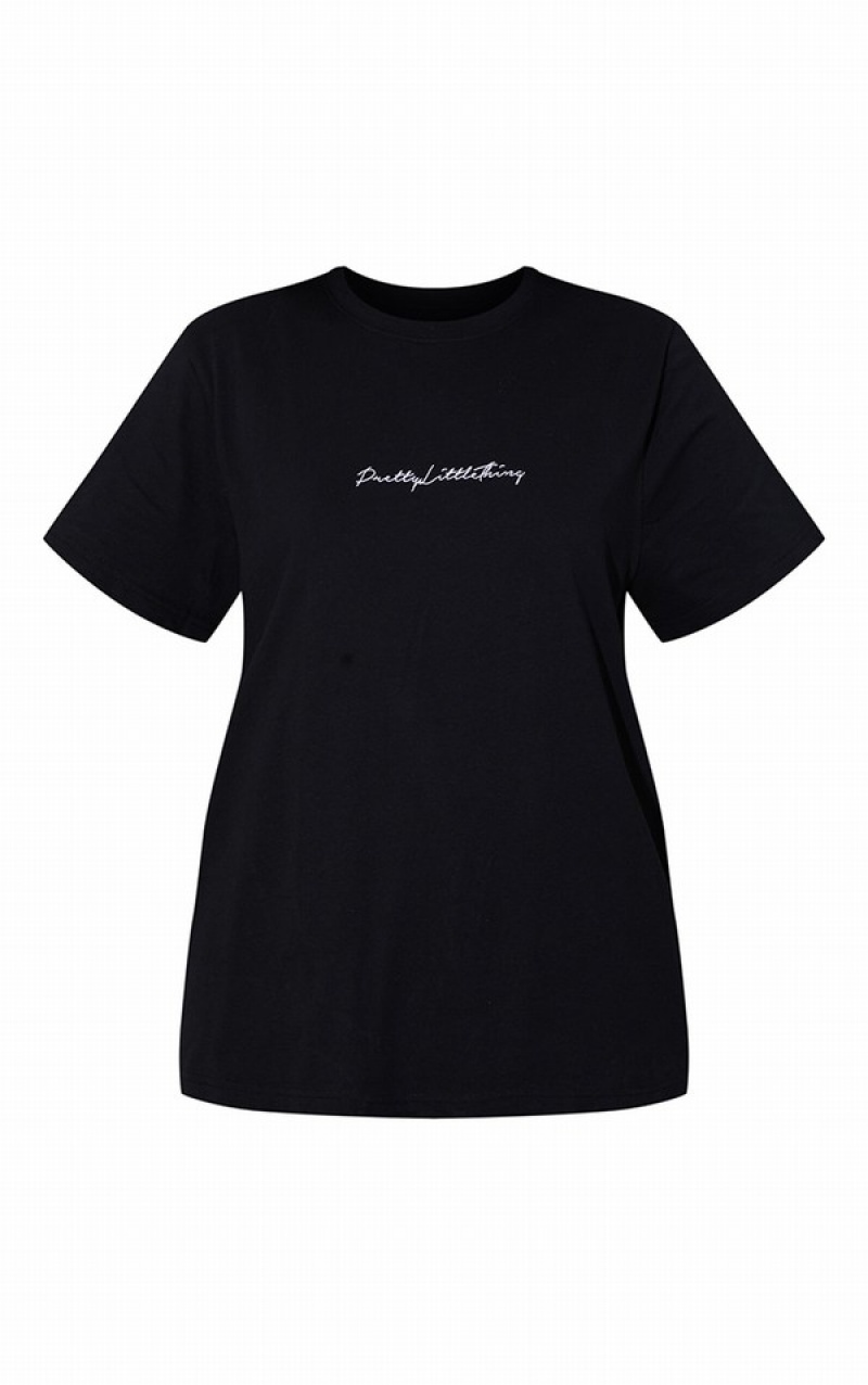 Tricouri Pretty Little Thing Bumbac Oversized Negrii | CVID04391