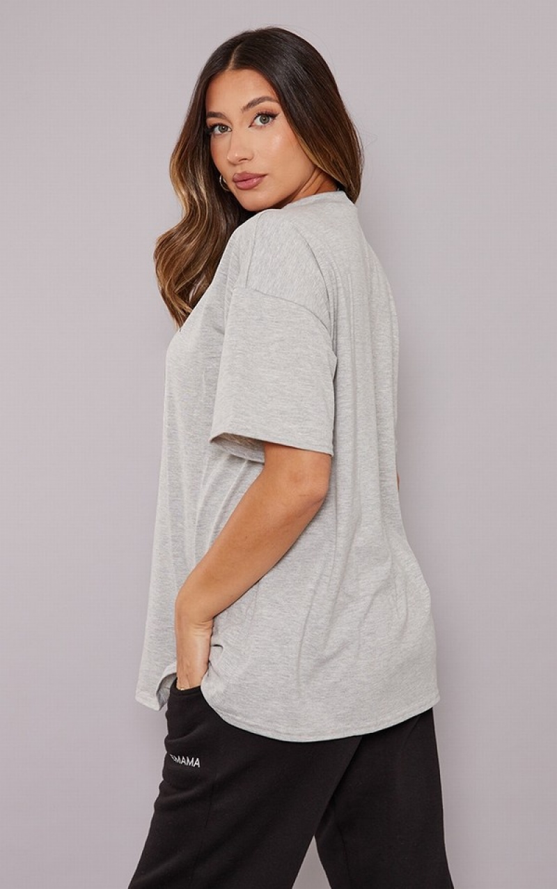 Tricouri Pretty Little Thing PRETTYLITTLEMAMA Maternity Oversized Gri | PWMA31579