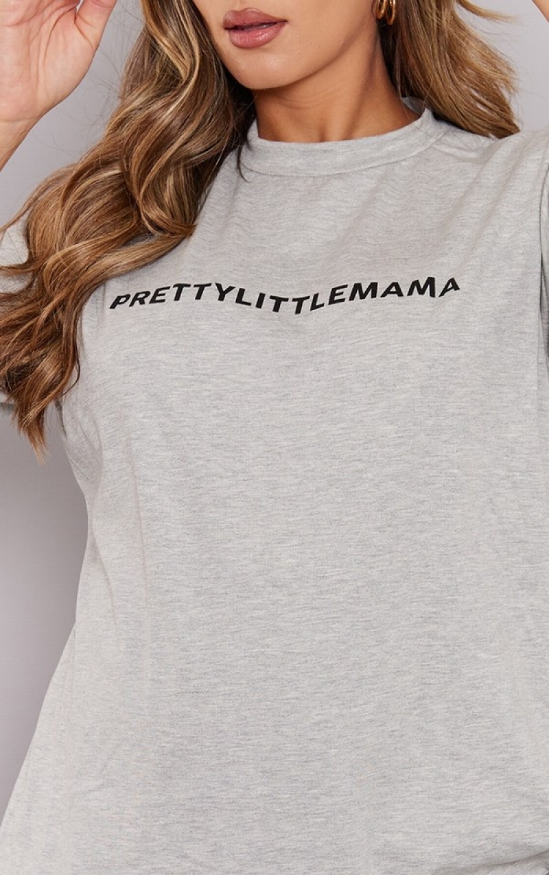 Tricouri Pretty Little Thing PRETTYLITTLEMAMA Maternity Oversized Gri | PWMA31579
