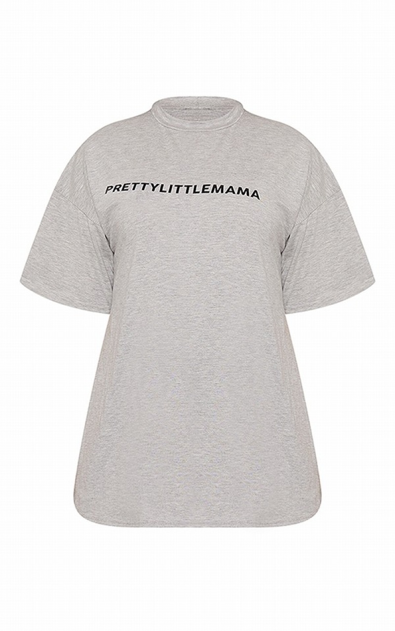 Tricouri Pretty Little Thing PRETTYLITTLEMAMA Maternity Oversized Gri | PWMA31579