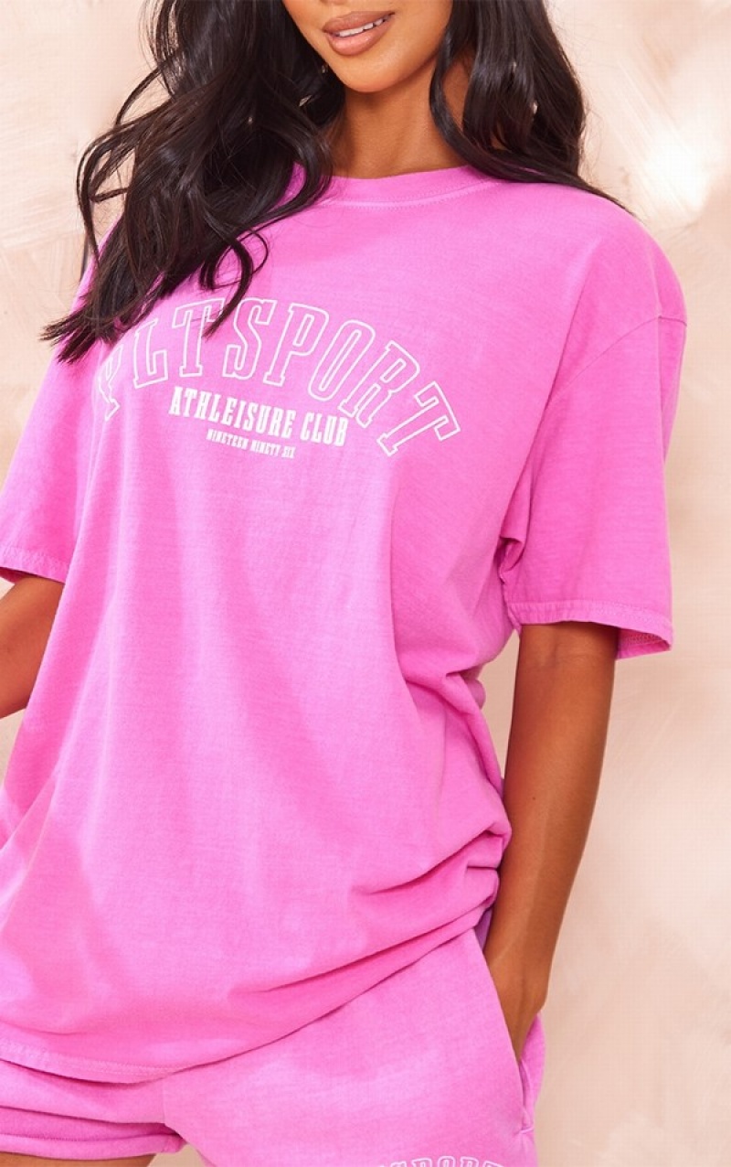 Tricouri Pretty Little Thing Petite Bright Oversized Roz Deschis | AUJD06312