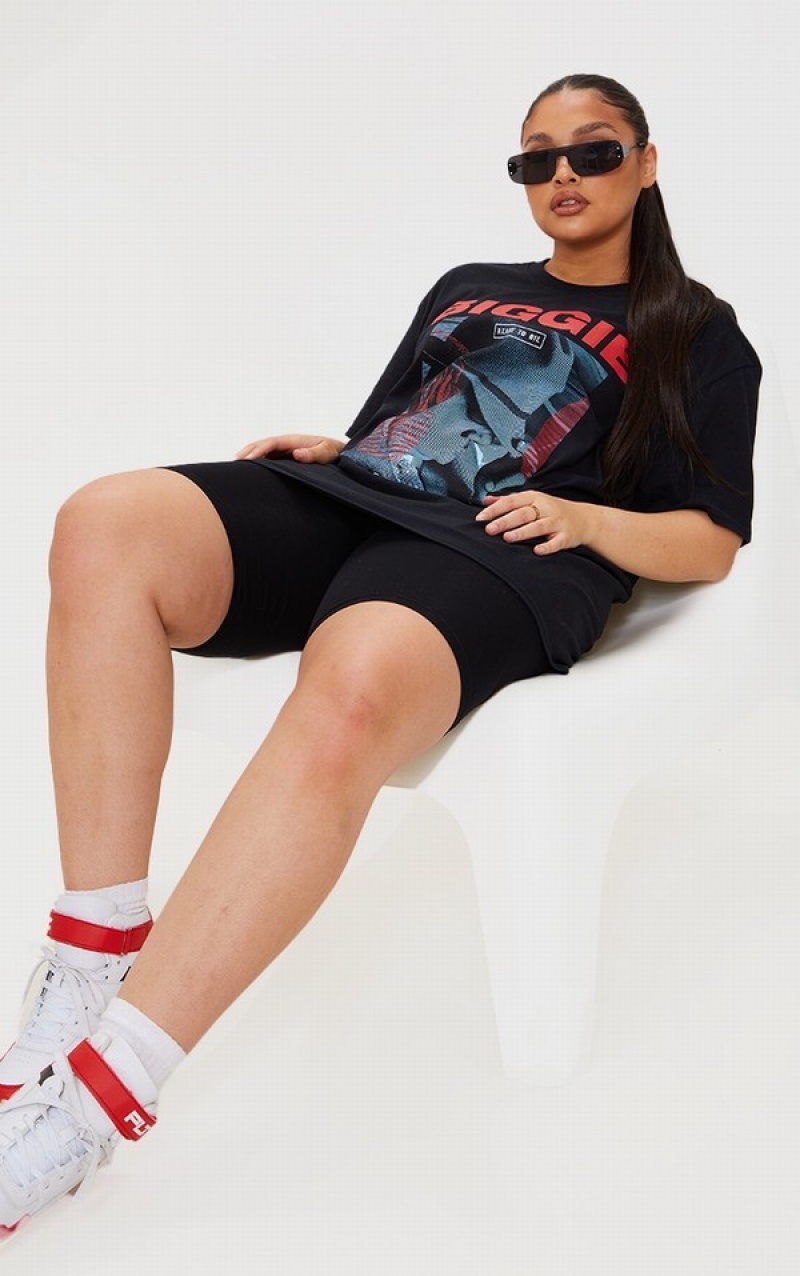 Tricouri Pretty Little Thing Plus Printed Biggie Smalls Negrii | XVLR80124