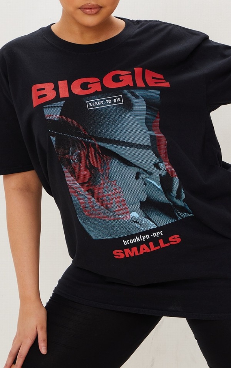 Tricouri Pretty Little Thing Plus Printed Biggie Smalls Negrii | XVLR80124