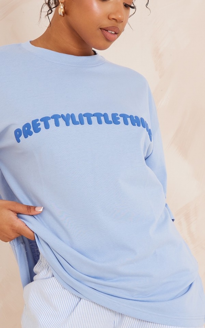 Tricouri Pretty Little Thing Puff Print Albastri | LHXU87056