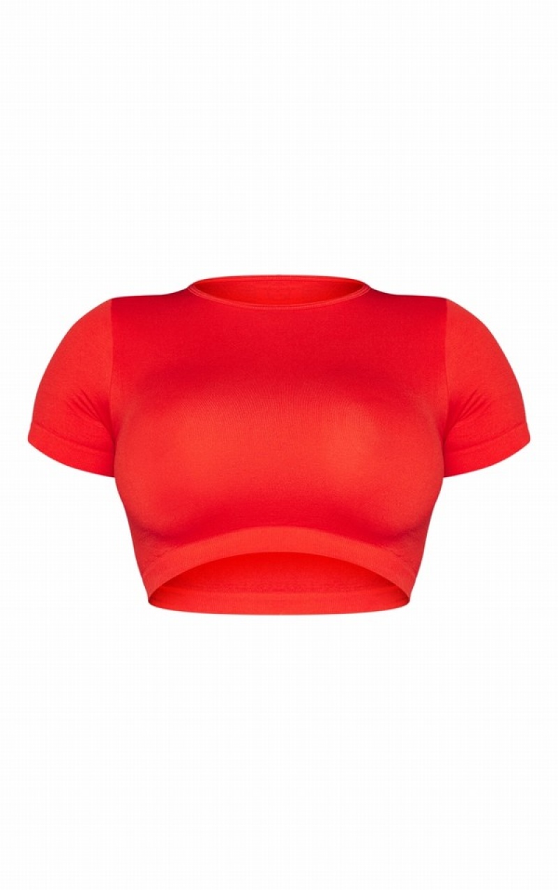 Tricouri Pretty Little Thing Shape Stretch Seamless Cropped Rosii | FACZ36987