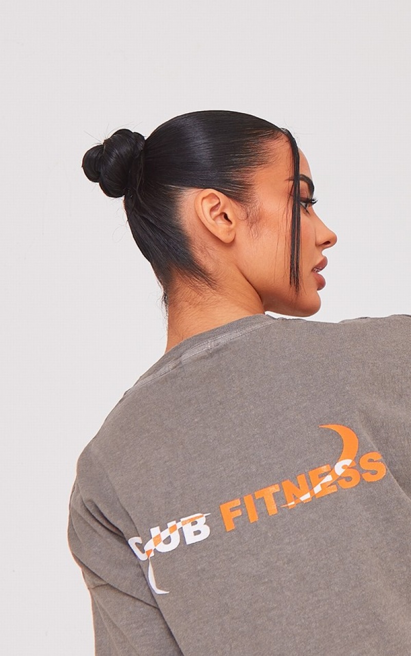 Tricouri Pretty Little Thing Washed Fitness Back Printed Kaki | WYFR89631